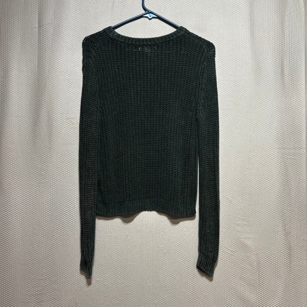 Cloth & Stone Anthropologie Medium Green Ribbed Knit Sweater Viscose Linen - Picture 9 of 9